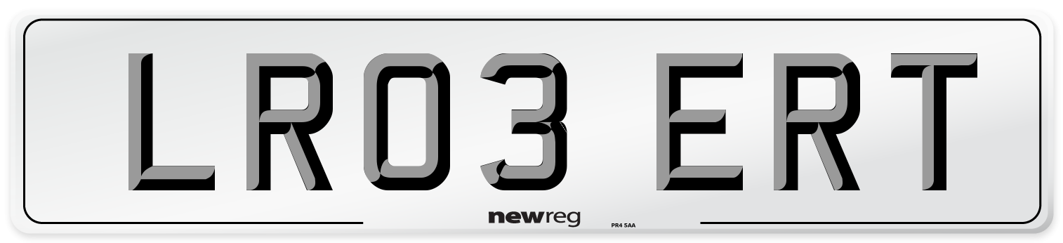 LR03 ERT Number Plate from New Reg